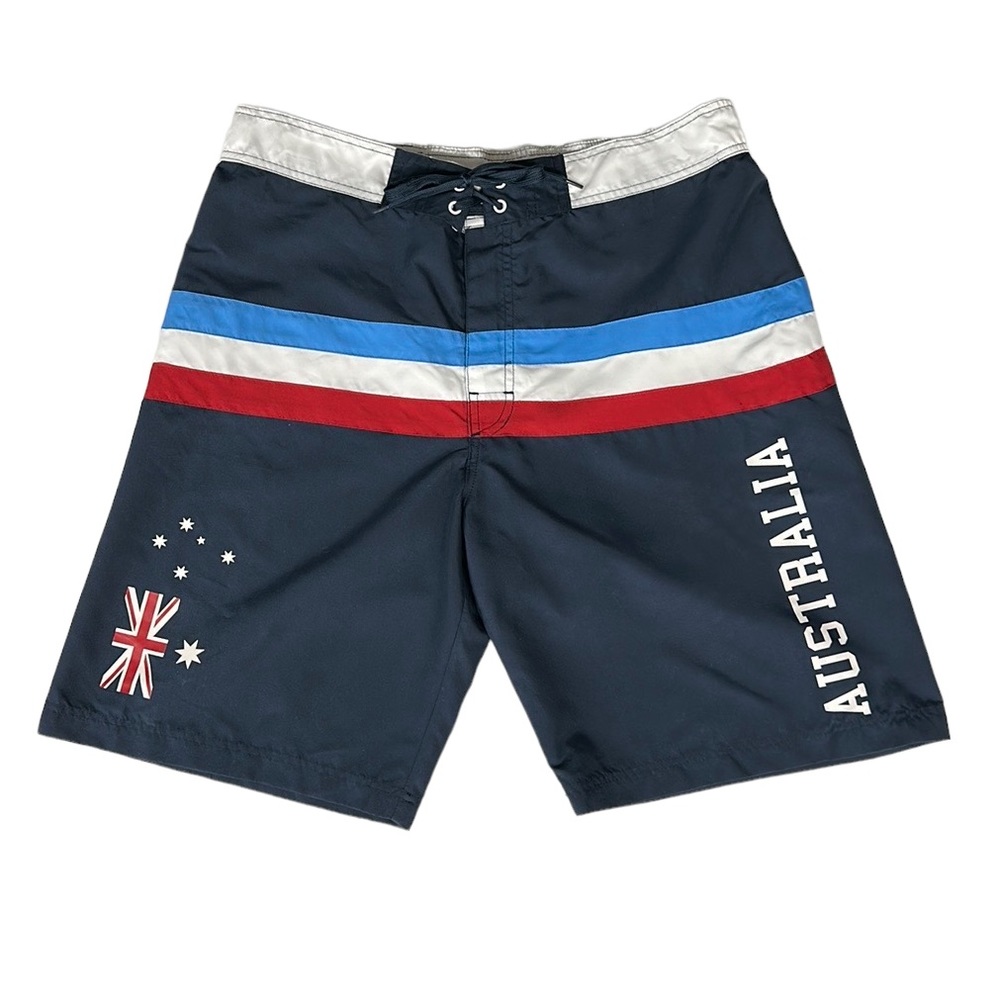 Wave Zone Red White Blue Australia Swim Board Trunks Shorts Size LG/92 Worn Once